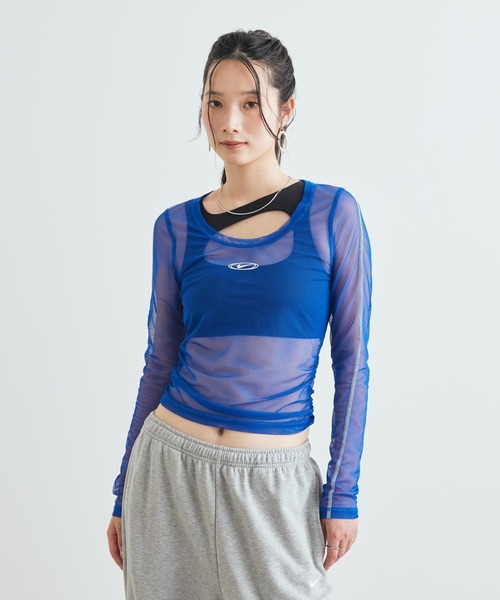 NIKE(ナイキ)の「ナイキ スポーツウェア ウィメンズ スリム ロングスリーブ シアー トップス / Nike Sportswear Women's Slim Long-Sleeve Sheer Top IM8406-417 Old Royal(その他トップス・レディース・ブルー系その他2・XS/XL/L/M/S)」の1枚目の写真