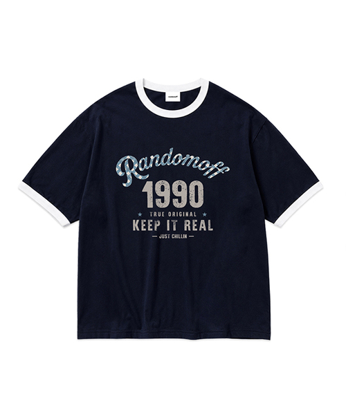 RANDOMOFF(ランダムオフ)の「CHECKER ARCH LOGO RINGER T-SHIRT (3color)(Tシャツ/カットソー・レディース・ホワイト/ホワイト×グリーン/ネイビー・LARGE/MEDIUM/SMALL)」の3枚目の写真