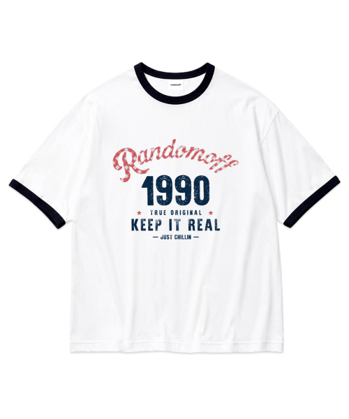 RANDOMOFF(ランダムオフ)の「CHECKER ARCH LOGO RINGER T-SHIRT (3color)(Tシャツ/カットソー・レディース・ホワイト/ホワイト×グリーン/ネイビー・LARGE/MEDIUM/SMALL)」の8枚目の写真