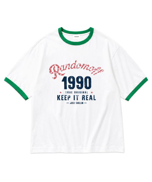 RANDOMOFF(ランダムオフ)の「CHECKER ARCH LOGO RINGER T-SHIRT (3color)(Tシャツ/カットソー・レディース・ホワイト/ホワイト×グリーン/ネイビー・LARGE/MEDIUM/SMALL)」の7枚目の写真