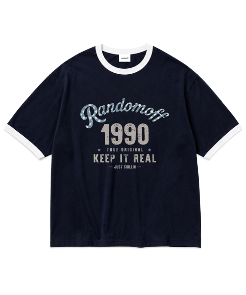 RANDOMOFF(ランダムオフ)の「CHECKER ARCH LOGO RINGER T-SHIRT (3color)(Tシャツ/カットソー・レディース・ホワイト/ホワイト×グリーン/ネイビー・LARGE/MEDIUM/SMALL)」の6枚目の写真