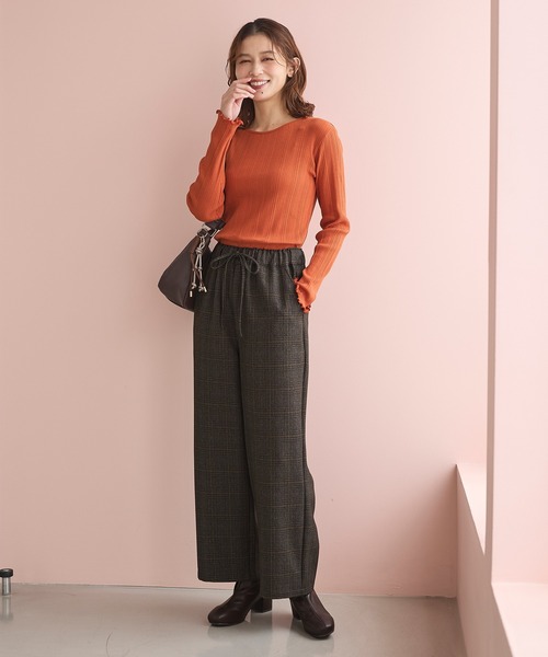 Honeys(ハニーズ)の「チェック柄パンツ(股下69cm)(その他パンツ・レディース・ブラウン系その他2/ブラウン系その他3/グレー系その他2・S/L/LL/M)」の6枚目の写真