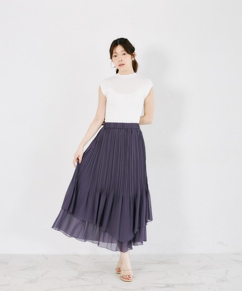 tocco closet(トッコ クローゼット)の「ランダムプリーツティアードスカート(スカート・レディース・パープル・M)」の2枚目の写真