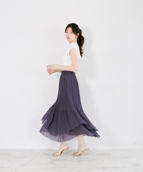 tocco closet(トッコ クローゼット)の「ランダムプリーツティアードスカート(スカート・レディース・パープル・M)」の3枚目の写真