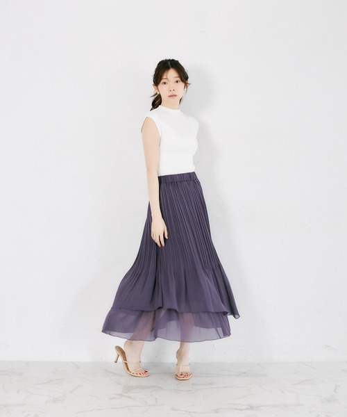 tocco closet(トッコ クローゼット)の「ランダムプリーツティアードスカート(スカート・レディース・パープル・M)」の4枚目の写真
