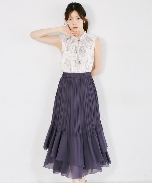 tocco closet(トッコ クローゼット)の「ランダムプリーツティアードスカート(スカート・レディース・パープル・M)」の5枚目の写真