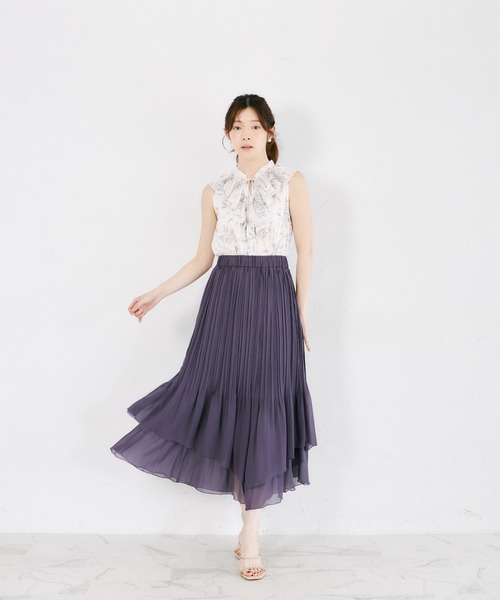 tocco closet(トッコ クローゼット)の「ランダムプリーツティアードスカート(スカート・レディース・パープル・M)」の7枚目の写真