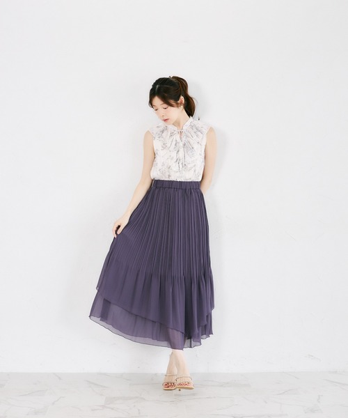 tocco closet(トッコ クローゼット)の「ランダムプリーツティアードスカート(スカート・レディース・パープル・M)」の6枚目の写真
