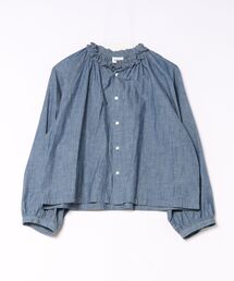 LE GLAZIK（ルグラジック）の「LE GLAZIK | インディゴダンガリー ラッフルシャツ WOMEN（シャツ/ブラウス）」