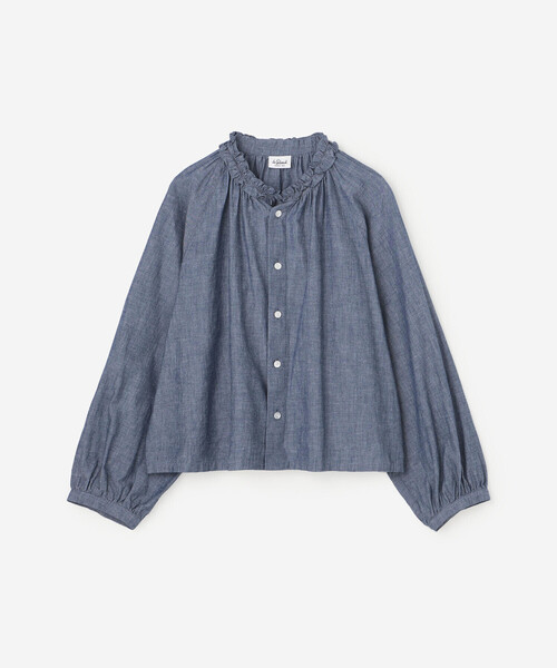 LE GLAZIK(ルグラジック)の「LE GLAZIK | インディゴダンガリー ラッフルシャツ WOMEN(シャツ/ブラウス・レディース・ダークインディゴブルー・36)」の2枚目の写真