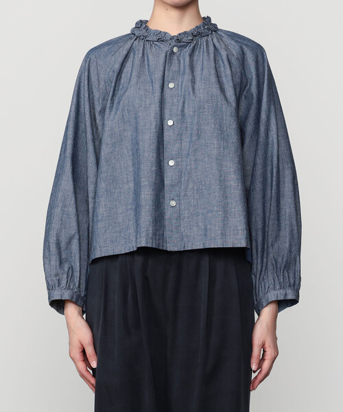 LE GLAZIK(ルグラジック)の「LE GLAZIK | インディゴダンガリー ラッフルシャツ WOMEN(シャツ/ブラウス・レディース・ダークインディゴブルー・36)」の7枚目の写真