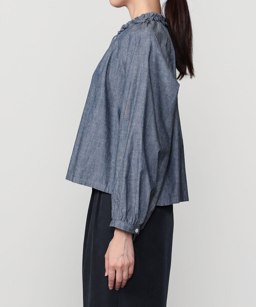 LE GLAZIK(ルグラジック)の「LE GLAZIK | インディゴダンガリー ラッフルシャツ WOMEN(シャツ/ブラウス・レディース・ダークインディゴブルー・36)」の8枚目の写真