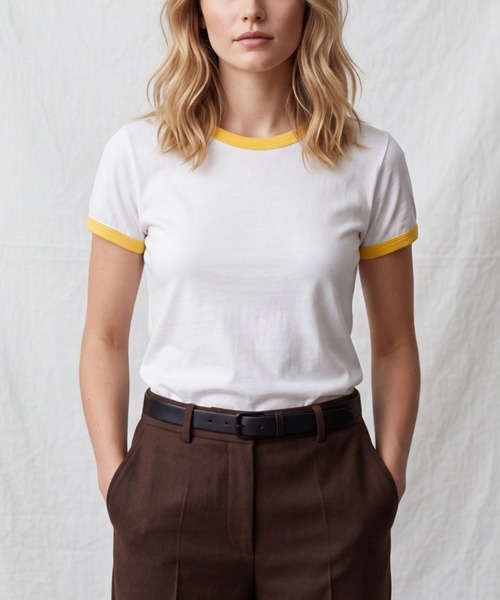 INNOCENT(イノセント)の「【T23】【US BLANKS/ユーエス ブランクス】LADIES CLASSIC RINGER T-SHIRTS A-US609(Tシャツ/カットソー・レディース・イエロー/レッド/ホワイト/ネイビー・SMALL/MEDIUM/LARGE)」の3枚目の写真