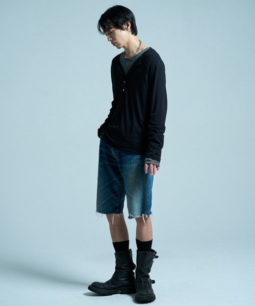 CAMPHOR WOOD(カンファーウッド)の「RIB HENLEY NECK L/S TEE / リブヘンリーネックTEE(Tシャツ/カットソー・メンズ・ラベンダー/スミクロ/ホワイト/ライトブルー/ブラック・SMALL/MEDIUM/LARGE)」の10枚目の写真