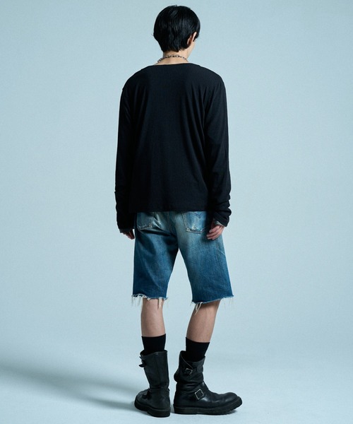 CAMPHOR WOOD(カンファーウッド)の「RIB HENLEY NECK L/S TEE / リブヘンリーネックTEE(Tシャツ/カットソー・メンズ・ラベンダー/スミクロ/ホワイト/ライトブルー/ブラック・SMALL/MEDIUM/LARGE)」の8枚目の写真