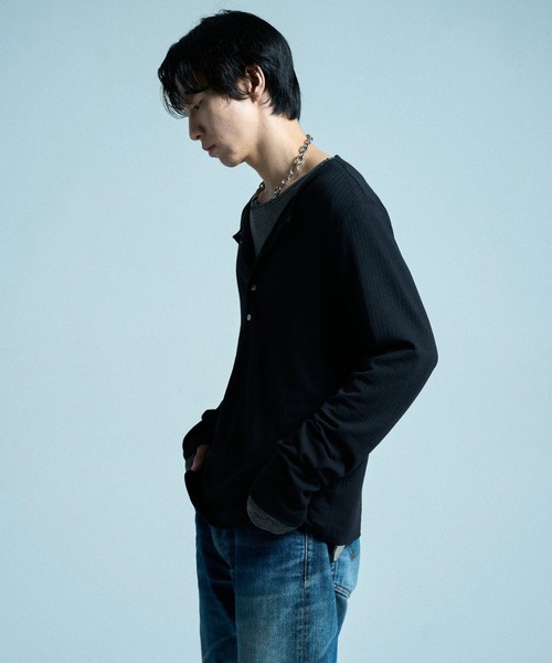 CAMPHOR WOOD(カンファーウッド)の「RIB HENLEY NECK L/S TEE / リブヘンリーネックTEE(Tシャツ/カットソー・メンズ・ラベンダー/スミクロ/ホワイト/ライトブルー/ブラック・SMALL/MEDIUM/LARGE)」の14枚目の写真