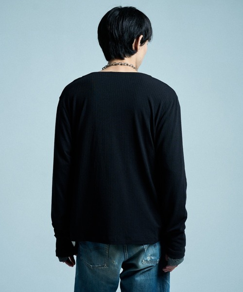 CAMPHOR WOOD(カンファーウッド)の「RIB HENLEY NECK L/S TEE / リブヘンリーネックTEE(Tシャツ/カットソー・メンズ・ラベンダー/スミクロ/ホワイト/ライトブルー/ブラック・SMALL/MEDIUM/LARGE)」の15枚目の写真
