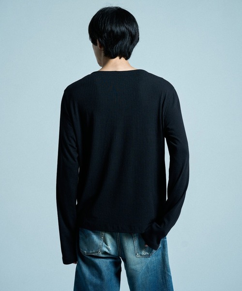 CAMPHOR WOOD(カンファーウッド)の「RIB HENLEY NECK L/S TEE / リブヘンリーネックTEE(Tシャツ/カットソー・メンズ・ラベンダー/スミクロ/ホワイト/ライトブルー/ブラック・SMALL/MEDIUM/LARGE)」の20枚目の写真