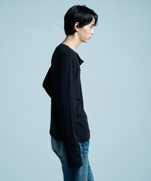 CAMPHOR WOOD(カンファーウッド)の「RIB HENLEY NECK L/S TEE / リブヘンリーネックTEE(Tシャツ/カットソー・メンズ・ラベンダー/スミクロ/ホワイト/ライトブルー/ブラック・SMALL/MEDIUM/LARGE)」の21枚目の写真