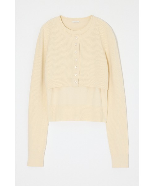 MOUSSY(マウジー)の「【26年AW新作】LAYERED LIKE BUTTON UP ニット(ニット/セーター・レディース・オフホワイト/杢グレー/ライトイエロー/ダークブラウン・FREE)」の2枚目の写真