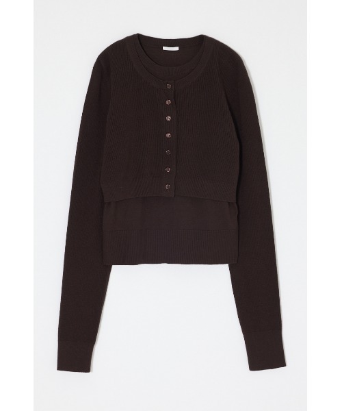 MOUSSY(マウジー)の「【26年AW新作】LAYERED LIKE BUTTON UP ニット(ニット/セーター・レディース・オフホワイト/杢グレー/ライトイエロー/ダークブラウン・FREE)」の5枚目の写真