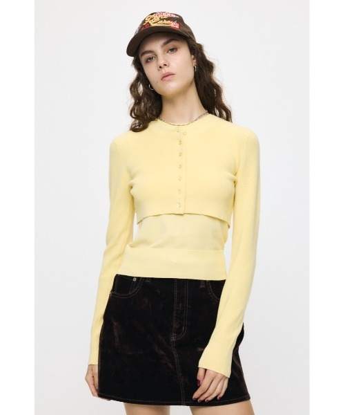 MOUSSY(マウジー)の「【26年AW新作】LAYERED LIKE BUTTON UP ニット(ニット/セーター・レディース・オフホワイト/杢グレー/ライトイエロー/ダークブラウン・FREE)」の7枚目の写真
