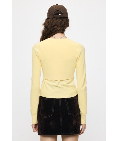 MOUSSY(マウジー)の「【26年AW新作】LAYERED LIKE BUTTON UP ニット(ニット/セーター・レディース・オフホワイト/杢グレー/ライトイエロー/ダークブラウン・FREE)」の9枚目の写真