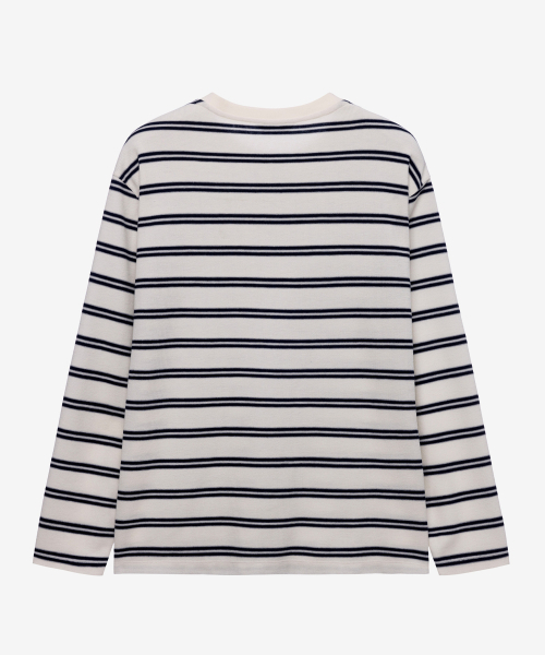 MINDBRIDGE(マインドブリッジ)の「ニットライクストライプセミオーバーフィット長袖Tシャツ - 2color(Tシャツ/カットソー・メンズ・グレー/アイボリー・95/100/105/110)」の8枚目の写真