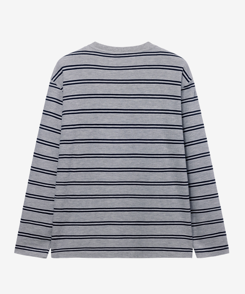 MINDBRIDGE(マインドブリッジ)の「ニットライクストライプセミオーバーフィット長袖Tシャツ - 2color(Tシャツ/カットソー・メンズ・グレー/アイボリー・95/100/105/110)」の10枚目の写真