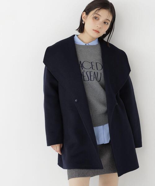 NATURAL BEAUTY BASIC(ナチュラルビューティーベーシック)の「リバーベルテッドハーフコート(その他アウター・レディース・ネイビー/ブラウン/オフホワイト・SMALL/MEDIUM)」の3枚目の写真