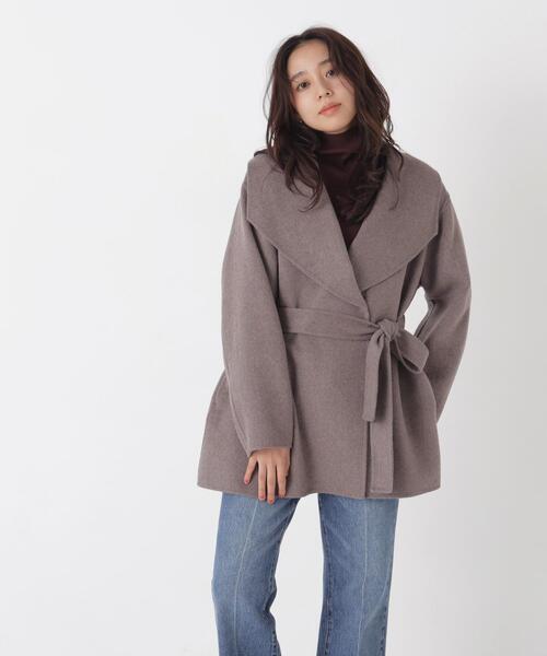 NATURAL BEAUTY BASIC(ナチュラルビューティーベーシック)の「リバーベルテッドハーフコート(その他アウター・レディース・ネイビー/ブラウン/オフホワイト・SMALL/MEDIUM)」の2枚目の写真