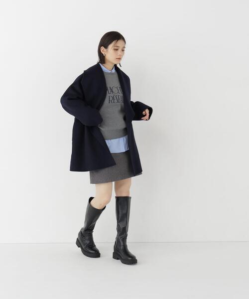 NATURAL BEAUTY BASIC(ナチュラルビューティーベーシック)の「リバーベルテッドハーフコート(その他アウター・レディース・ネイビー/ブラウン/オフホワイト・SMALL/MEDIUM)」の8枚目の写真
