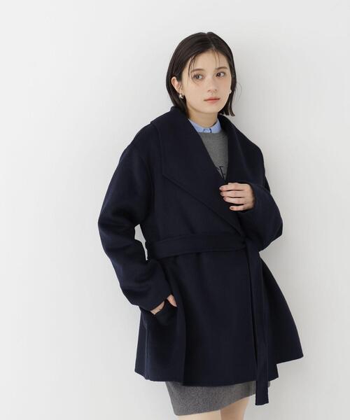 NATURAL BEAUTY BASIC(ナチュラルビューティーベーシック)の「リバーベルテッドハーフコート(その他アウター・レディース・ネイビー/ブラウン/オフホワイト・SMALL/MEDIUM)」の9枚目の写真