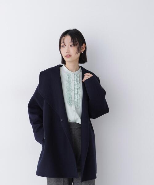 NATURAL BEAUTY BASIC(ナチュラルビューティーベーシック)の「リバーベルテッドハーフコート(その他アウター・レディース・ネイビー/ブラウン/オフホワイト・SMALL/MEDIUM)」の14枚目の写真