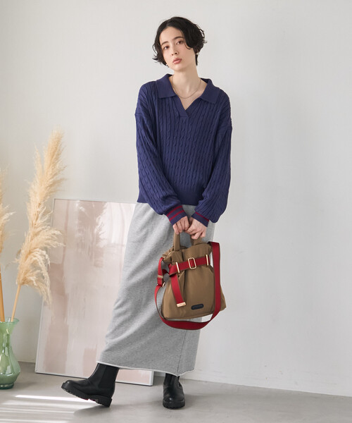 FREAK'S STORE(フリークスストア)の「ミニケーブル スキッパーニットプルオーバー(ニット/セーター・レディース・ブラウン/ブラック/ネイビー/グレー・フリ-)」の5枚目の写真