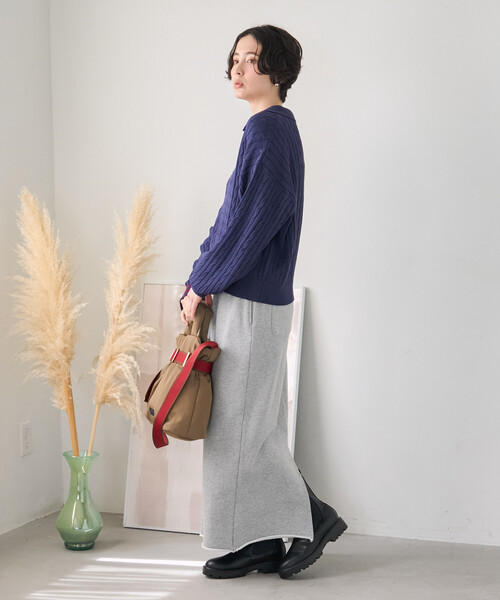 FREAK'S STORE(フリークスストア)の「ミニケーブル スキッパーニットプルオーバー(ニット/セーター・レディース・ブラウン/ブラック/ネイビー/グレー・フリ-)」の7枚目の写真