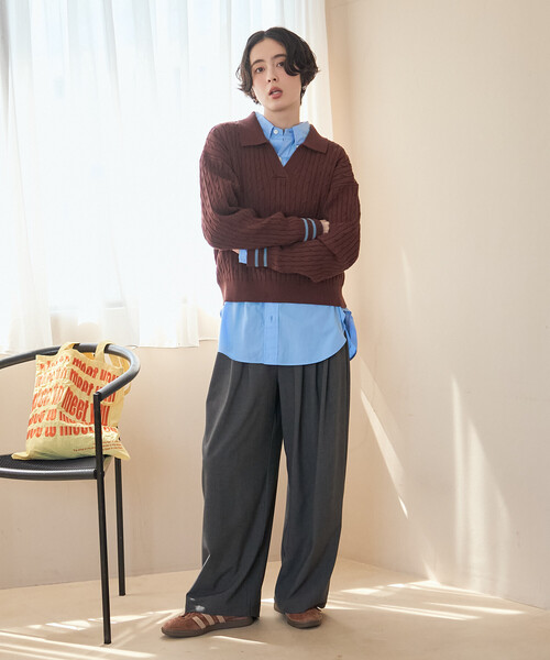 FREAK'S STORE(フリークスストア)の「ミニケーブル スキッパーニットプルオーバー(ニット/セーター・レディース・ブラウン/ブラック/ネイビー/グレー・フリ-)」の21枚目の写真