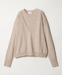 <conte>ウールカシミヤ レイヤード ニットプルオーバー