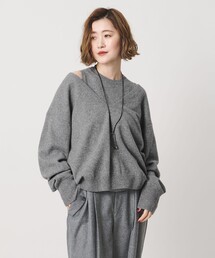 <conte>ウールカシミヤ レイヤード ニットプルオーバー