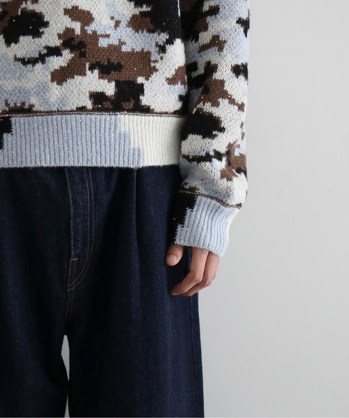 FAF（フェイク アス フラワーズ）の「FAF(FAKE AS FLOWERS) Wik camo jacquard knit（ニット/セーター・メンズ・ブラウン/ブルー・2）」の2枚目の写真