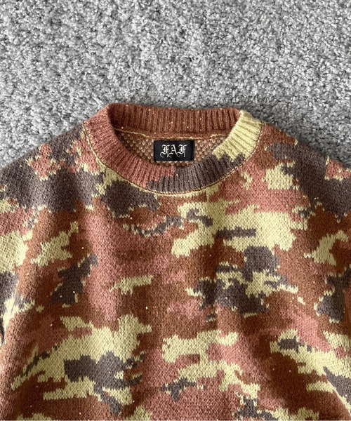 FAF（フェイク アス フラワーズ）の「FAF(FAKE AS FLOWERS) Wik camo jacquard knit（ニット/セーター・メンズ・ブラウン/ブルー・2）」の8枚目の写真
