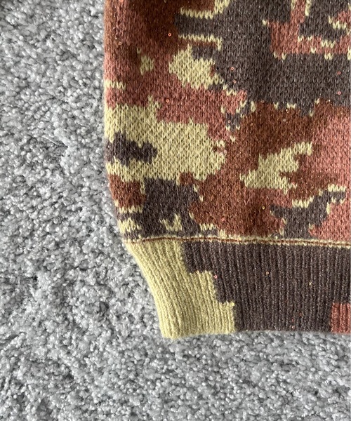 FAF（フェイク アス フラワーズ）の「FAF(FAKE AS FLOWERS) Wik camo jacquard knit（ニット/セーター・メンズ・ブラウン/ブルー・2）」の7枚目の写真