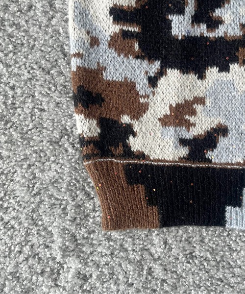FAF（フェイク アス フラワーズ）の「FAF(FAKE AS FLOWERS) Wik camo jacquard knit（ニット/セーター・メンズ・ブラウン/ブルー・2）」の4枚目の写真
