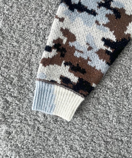 FAF（フェイク アス フラワーズ）の「FAF(FAKE AS FLOWERS) Wik camo jacquard knit（ニット/セーター・メンズ・ブラウン/ブルー・2）」の3枚目の写真