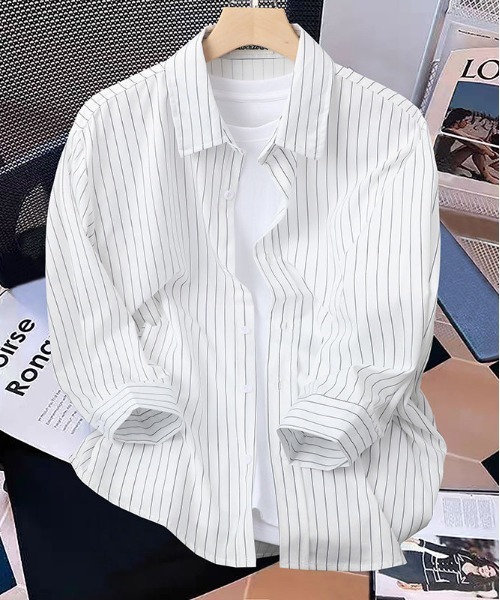 DOUBLE STEAL(ダブルスティール)の「DSピンストライプレギュラーカラーシャツ(シャツ/ブラウス・メンズ・ホワイト/ブラック・LARGE/MEDIUM/X-LARGE)」の2枚目の写真