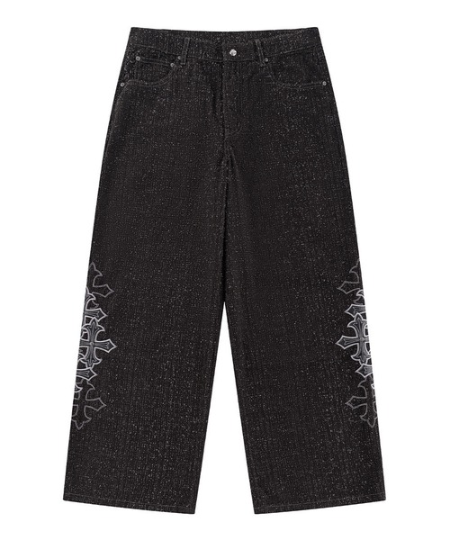 SUPPLIER(サプライヤー)の「SUPPLIER-Multiple Cross Leather Patch Baggy Denim(デニムパンツ・メンズ・ブルー/ブラック・FREE)」の3枚目の写真