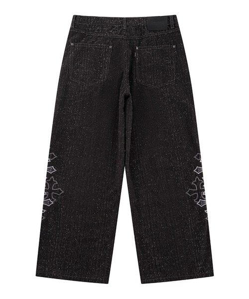 SUPPLIER(サプライヤー)の「SUPPLIER-Multiple Cross Leather Patch Baggy Denim(デニムパンツ・メンズ・ブルー/ブラック・FREE)」の4枚目の写真