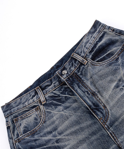 SUPPLIER(サプライヤー)の「SUPPLIER-Multiple Cross Leather Patch Baggy Denim(デニムパンツ・メンズ・ブルー/ブラック・FREE)」の14枚目の写真
