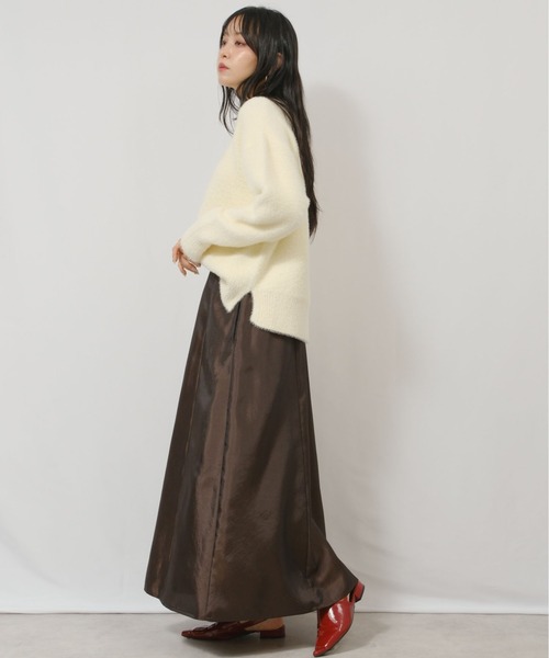 palm RICHE(ポームリシュ)の「シャンブレーフレアSK(スカート・レディース・ダークブラウン/ブロンズ/グレー・M)」の9枚目の写真