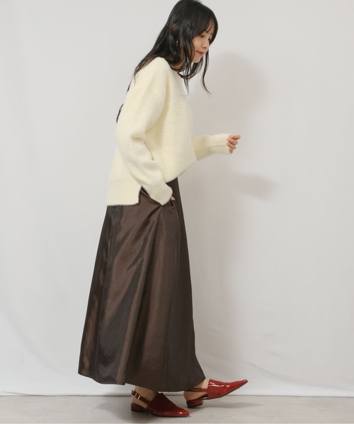 palm RICHE(ポームリシュ)の「シャンブレーフレアSK(スカート・レディース・ダークブラウン/ブロンズ/グレー・M)」の14枚目の写真